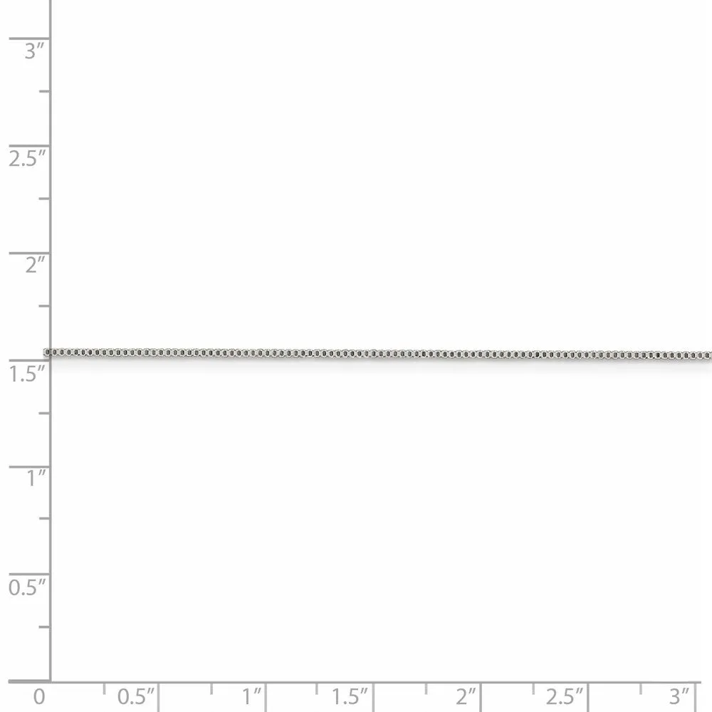 0.8mm Rhodium Plated Sterling Silver Solid Box Chain Necklace