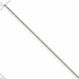 0.8mm Rhodium Plated Sterling Silver Solid Box Chain Necklace