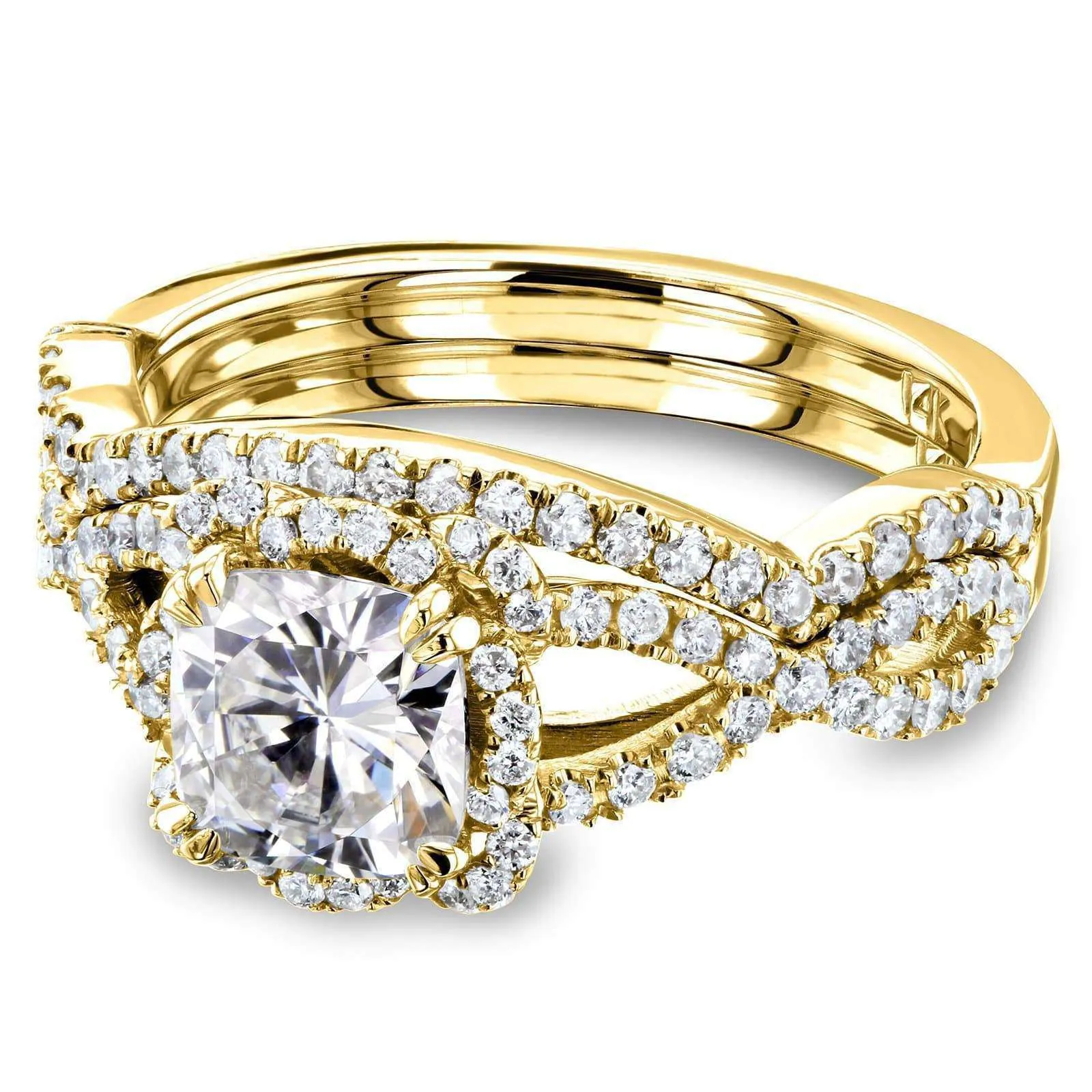 1-1/2ct.tw Forever One Moissanite & Diamond Cross Shank Bridal Set