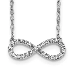 14 KARAT WHITE GOLD 0.15 CARAT ROUND DIAMOND INFINITY NECKLACE 16-18"