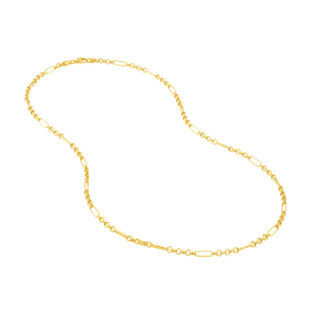 14k Gold Hollow Rolo Chain Necklace