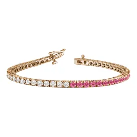 14k Half Gemstone Half Diamond Tennis Bracelet