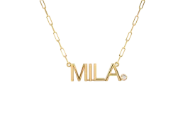 14k Name On A Link Chain With Birthstone