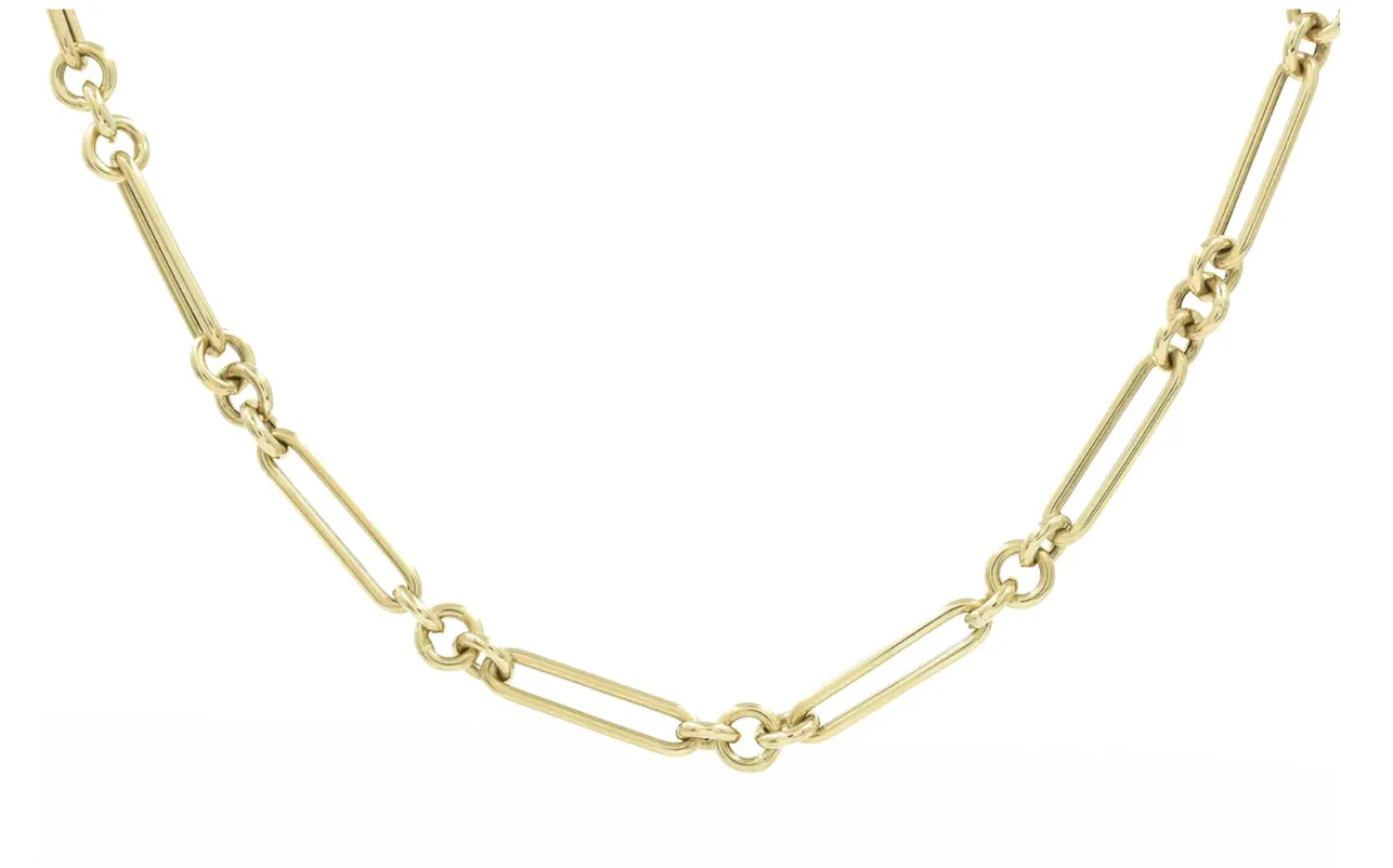 14k Paperclip And Cirle Chain