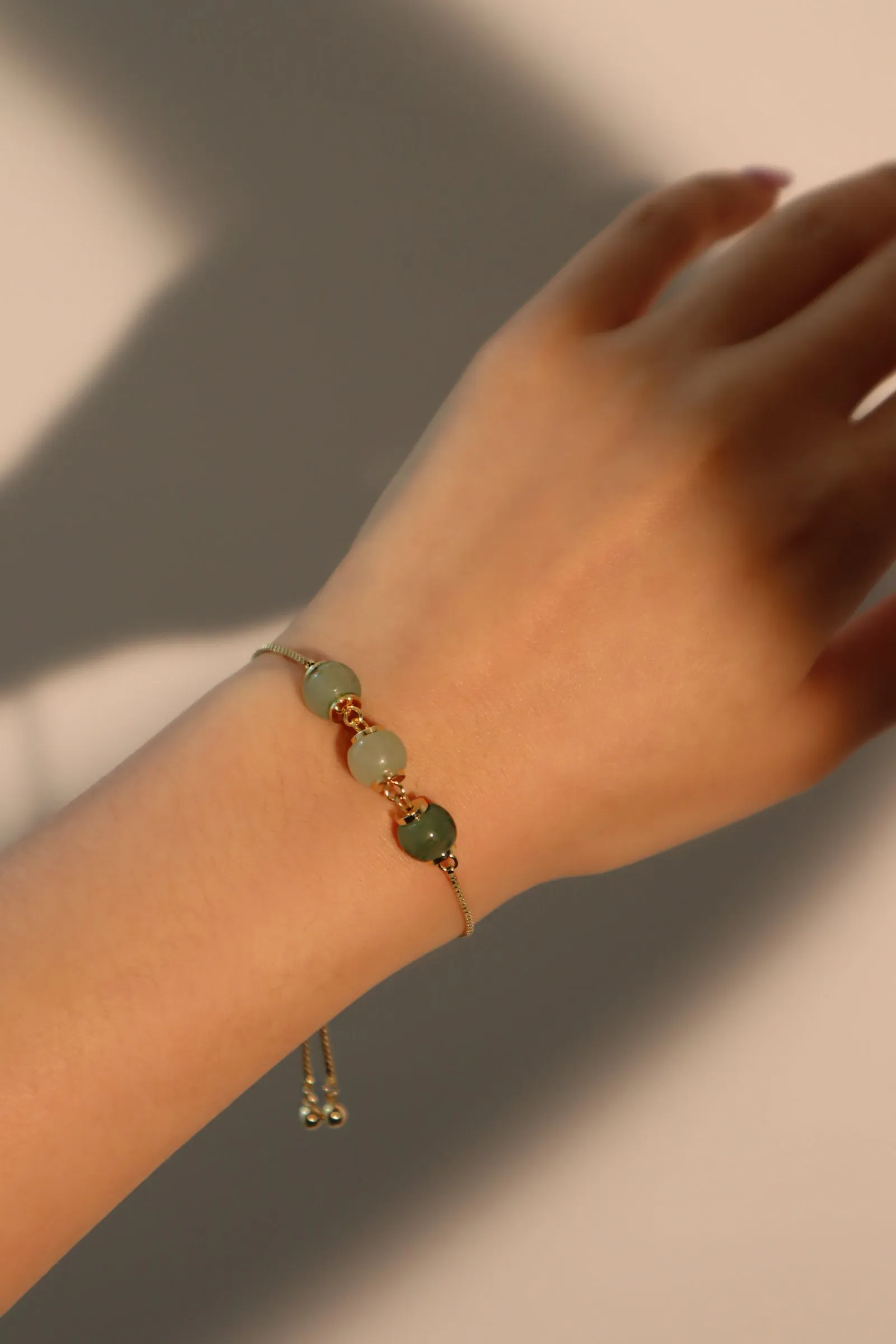 14K Real Gold Plated 3 in 1 Jade  Bracelet
