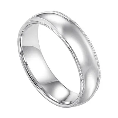 14K White Gold Comfort Fit Milgrain Band 4mm