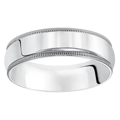 14K White Gold Comfort Fit Milgrain Band 4mm