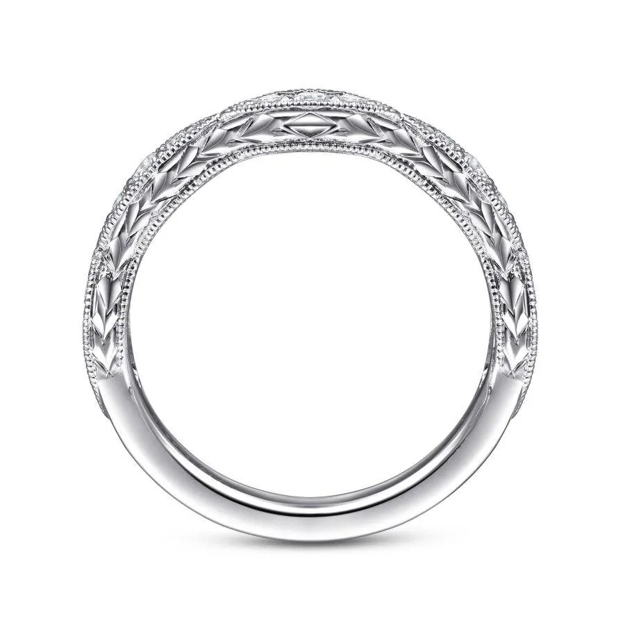 14K White Gold Diamond Marquise Station Ring