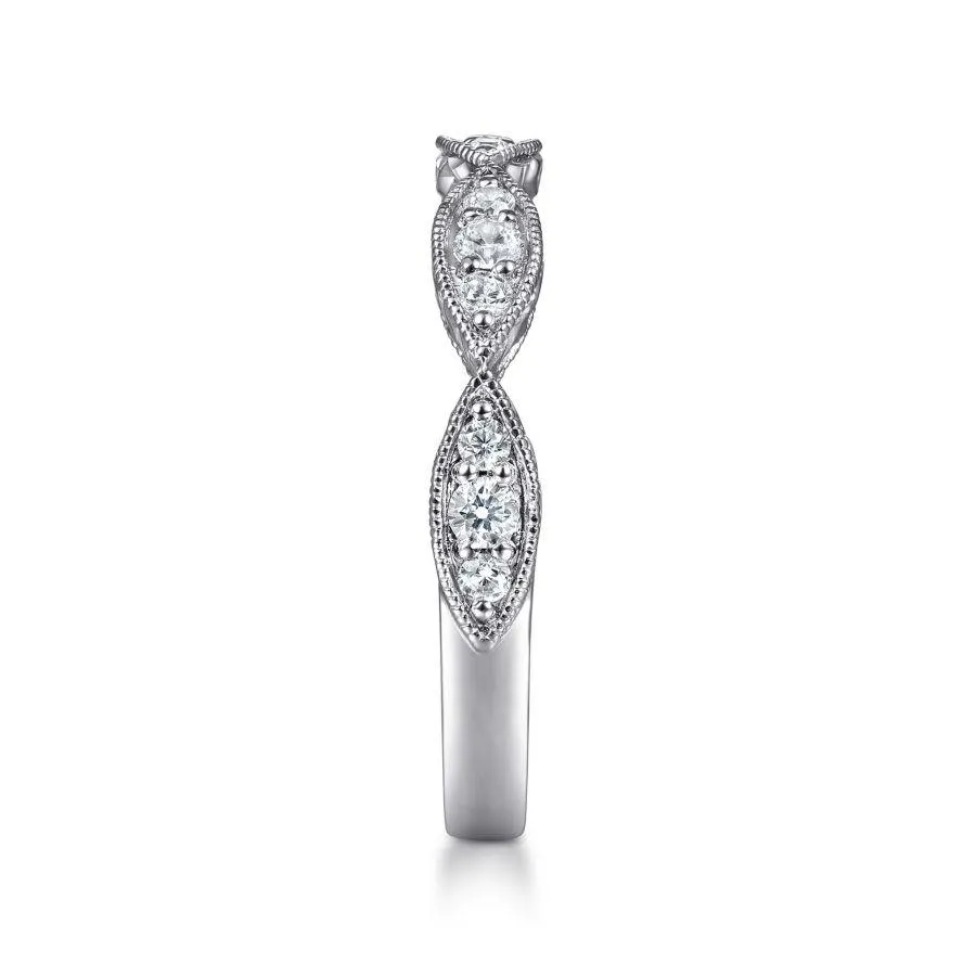 14K White Gold Diamond Marquise Station Ring