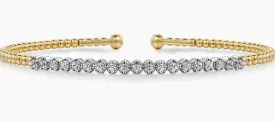 14K White-Yellow Gold Bujukan Diamond Cuff Bracelet