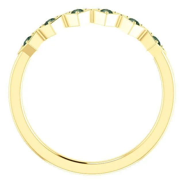 14KT GOLD .18 CTW ROUND ALEXANDRITE GEOMETRIC STACKABLE RING