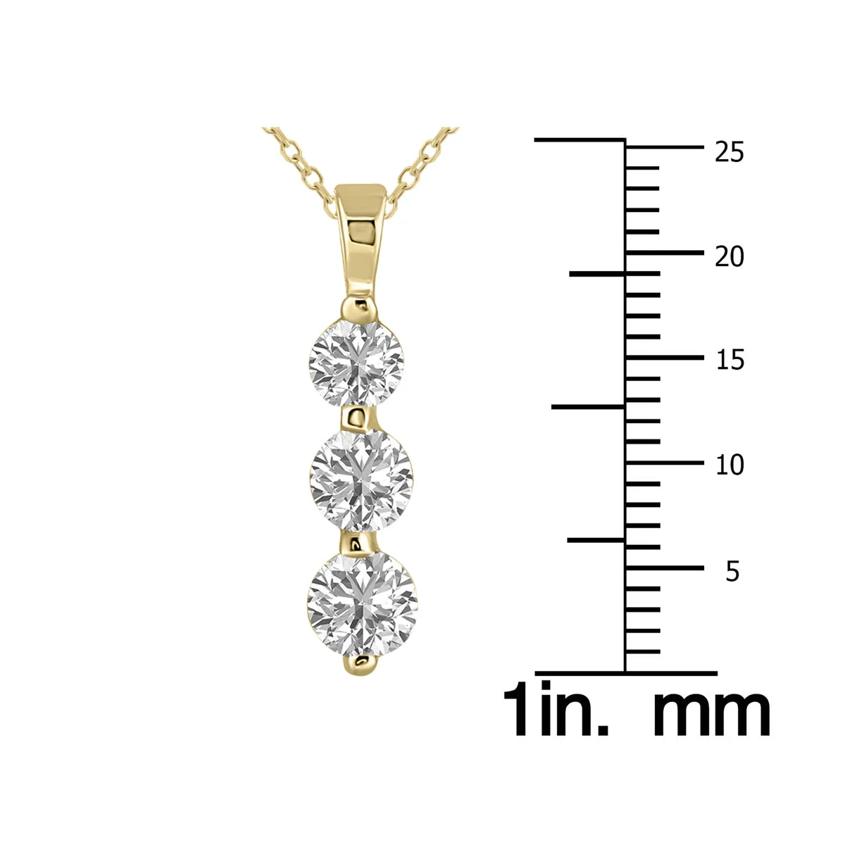 1.50 Ctw Lab Grown Diamond Three Stone Snow Pendant In 10K Yellow Gold