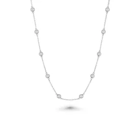 16 Stone Diamond By The Yard Necklace, Bezel Set Diamond Station Necklace (2.00 ct.) in 18K Gold