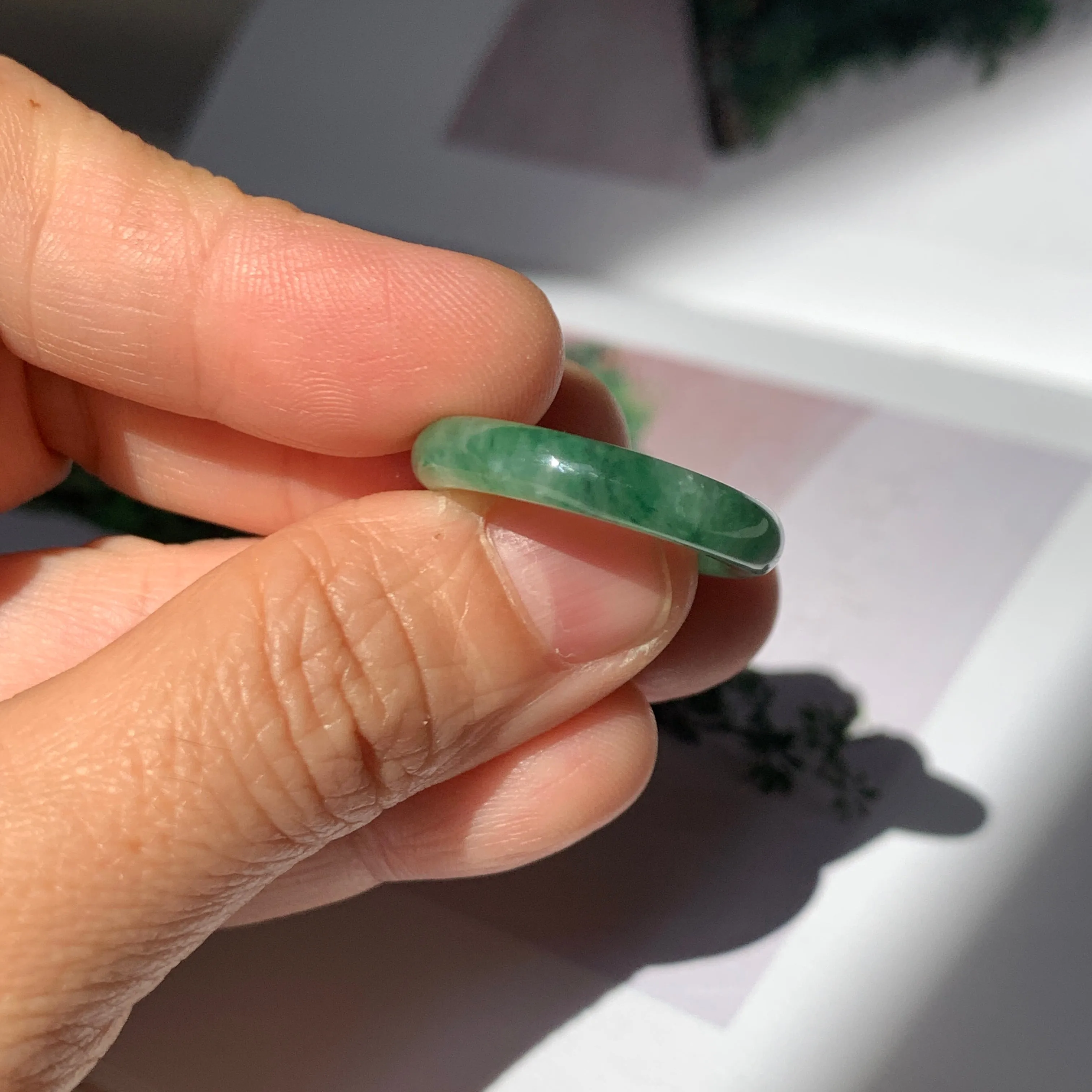 16.7mm A-Grade Natural Floral Imperial Jadeite Ring Band No. 162180