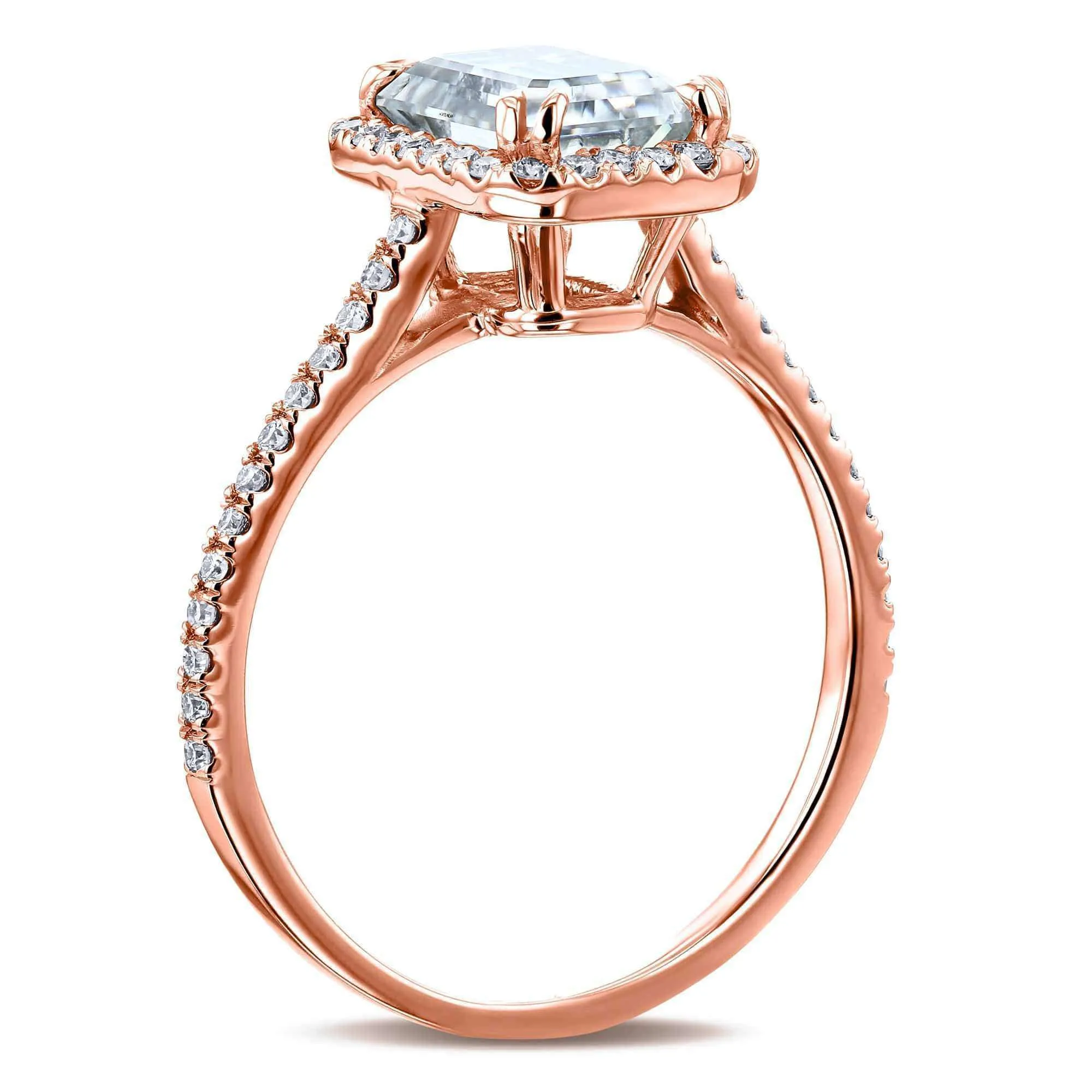1.75ct Emerald Moissanite Halo Ring- Moissanite & Lab Diamonds