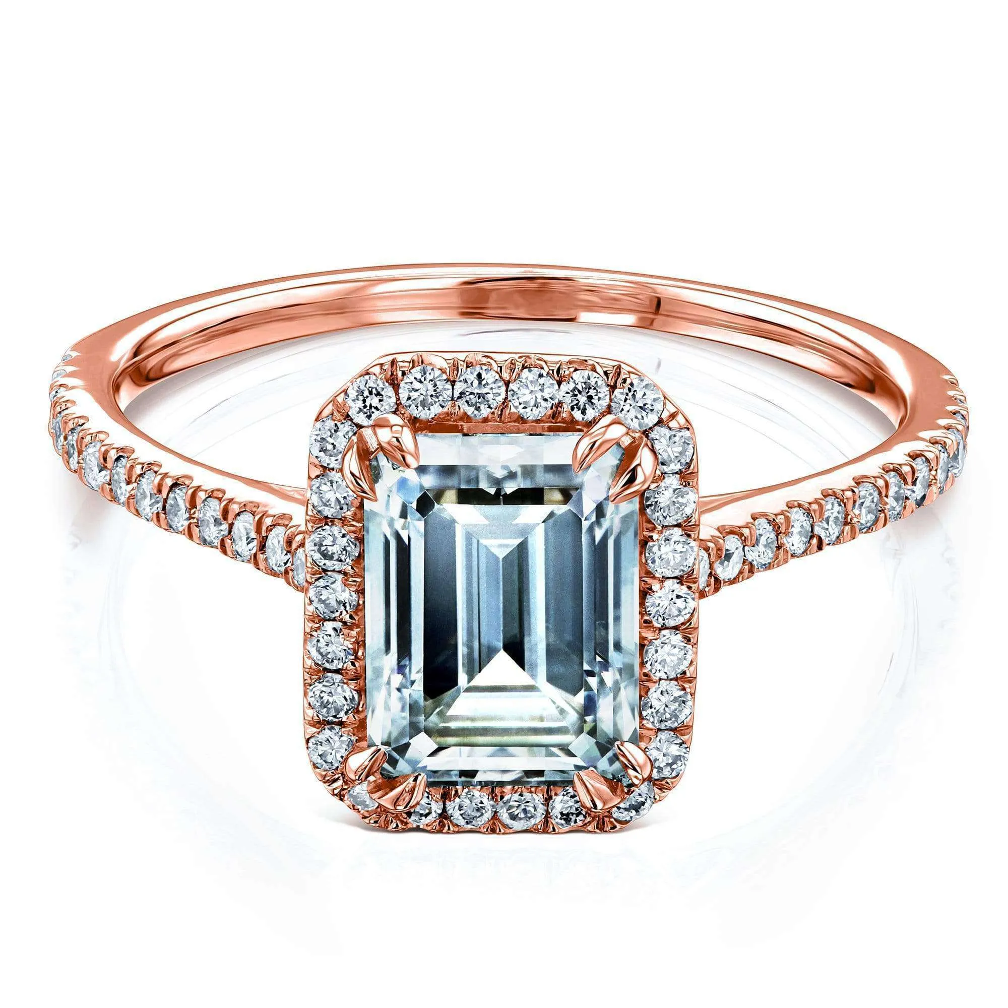 1.75ct Emerald Moissanite Halo Ring- Moissanite & Lab Diamonds