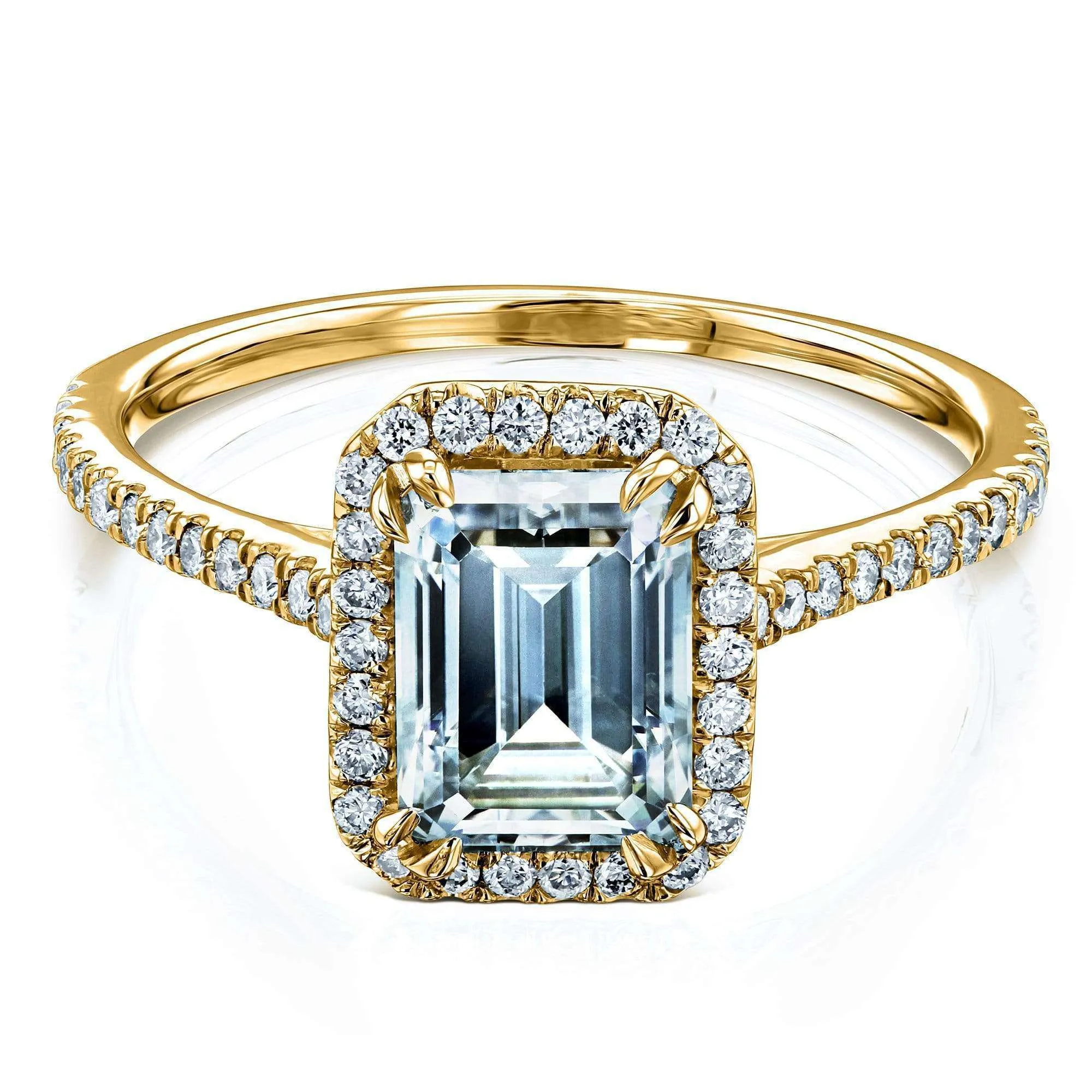 1.75ct Emerald Moissanite Halo Ring- Moissanite & Lab Diamonds