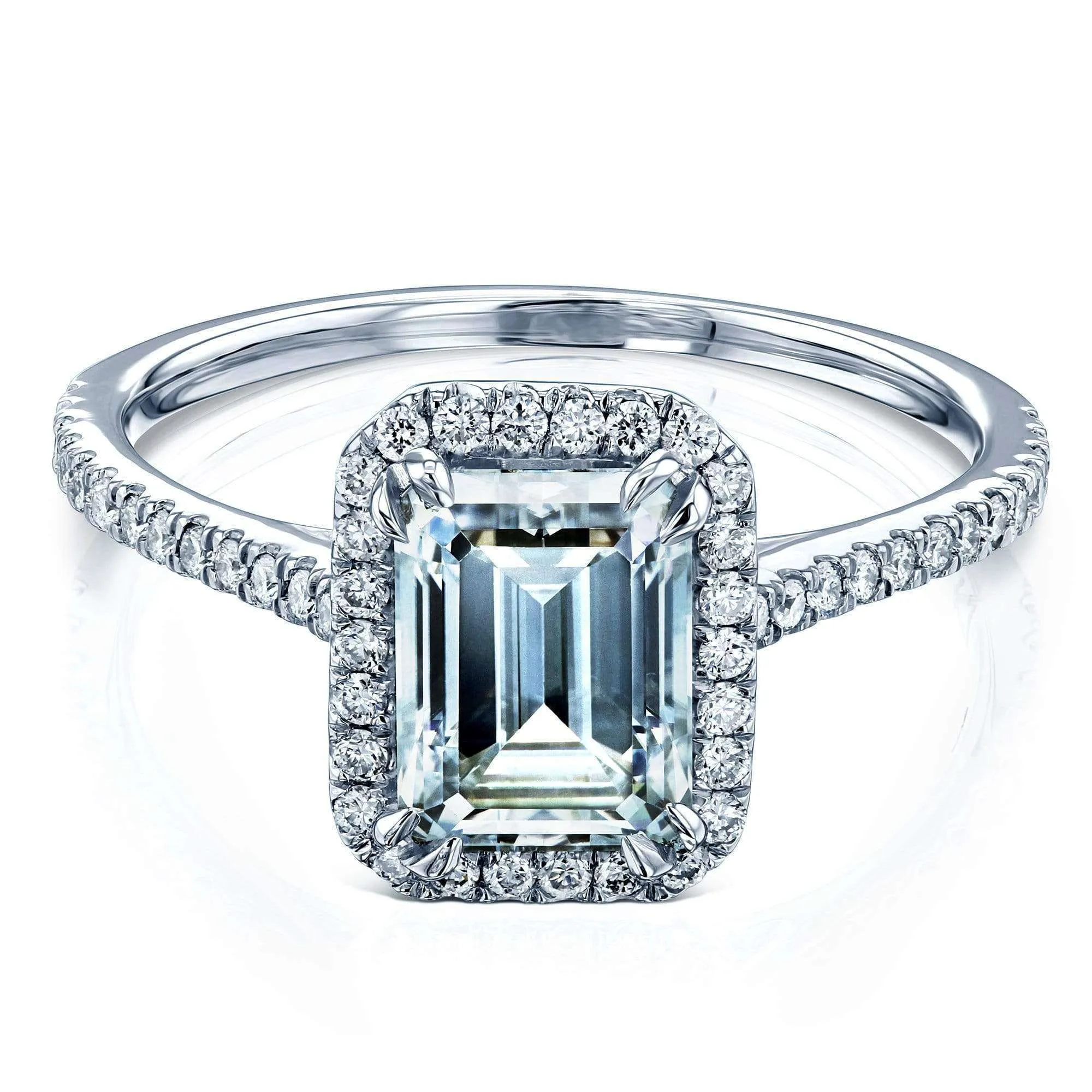 1.75ct Emerald Moissanite Halo Ring- Moissanite & Lab Diamonds