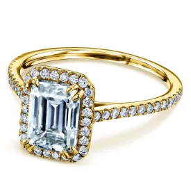 1.75ct Emerald Moissanite Halo Ring- Moissanite & Lab Diamonds