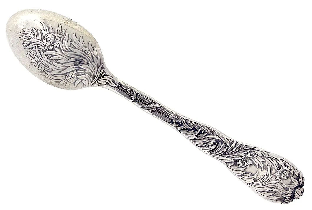 1880 TIFFANY & CO CHRYSANTHEMUM 5 3/4" TEASPOON STERLING SILVER GORGEOUS