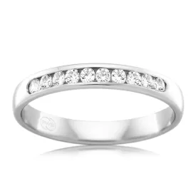 18ct White Gold 1/5 Carat Diamond 3mm Ring With 10 Diamonds. Size N