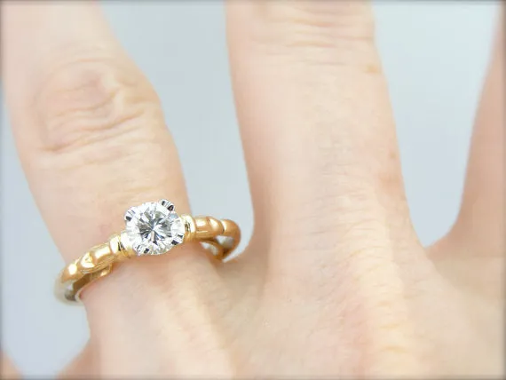 1950's Decorative Solitaire Diamond Engagement Ring
