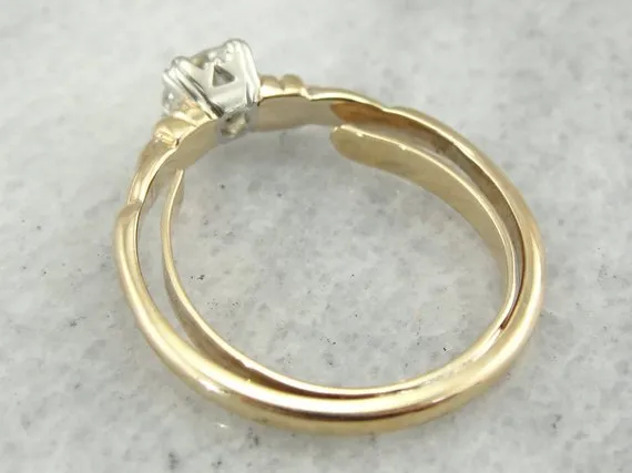 1950's Decorative Solitaire Diamond Engagement Ring