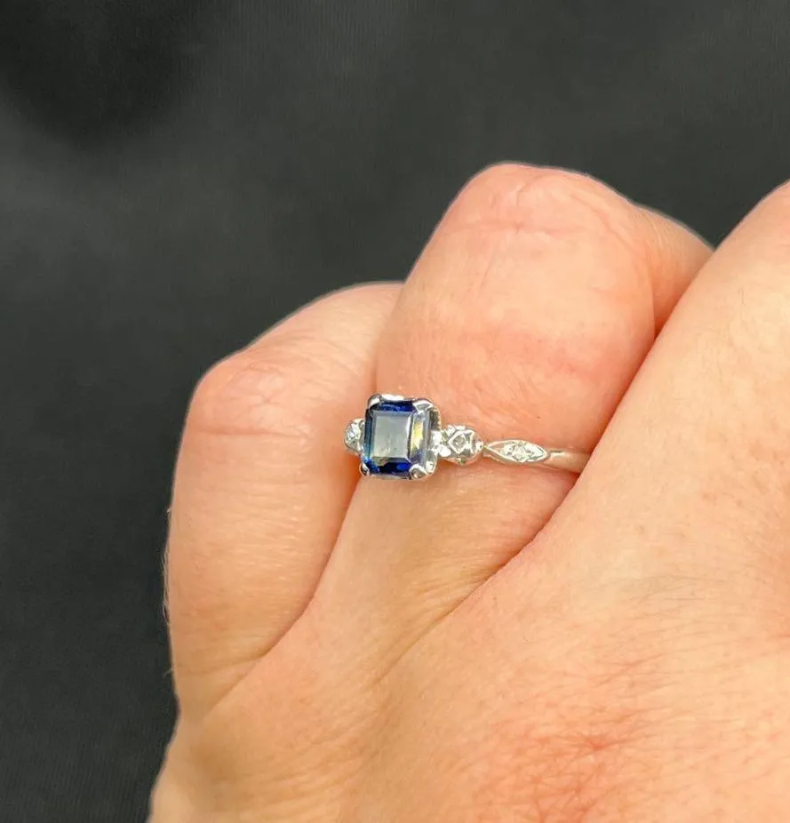 1950s Emerald Cut Sapphire Ring