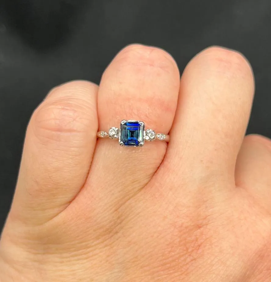 1950s Emerald Cut Sapphire Ring
