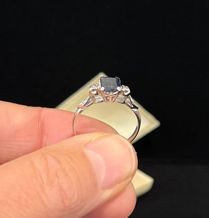1950s Emerald Cut Sapphire Ring