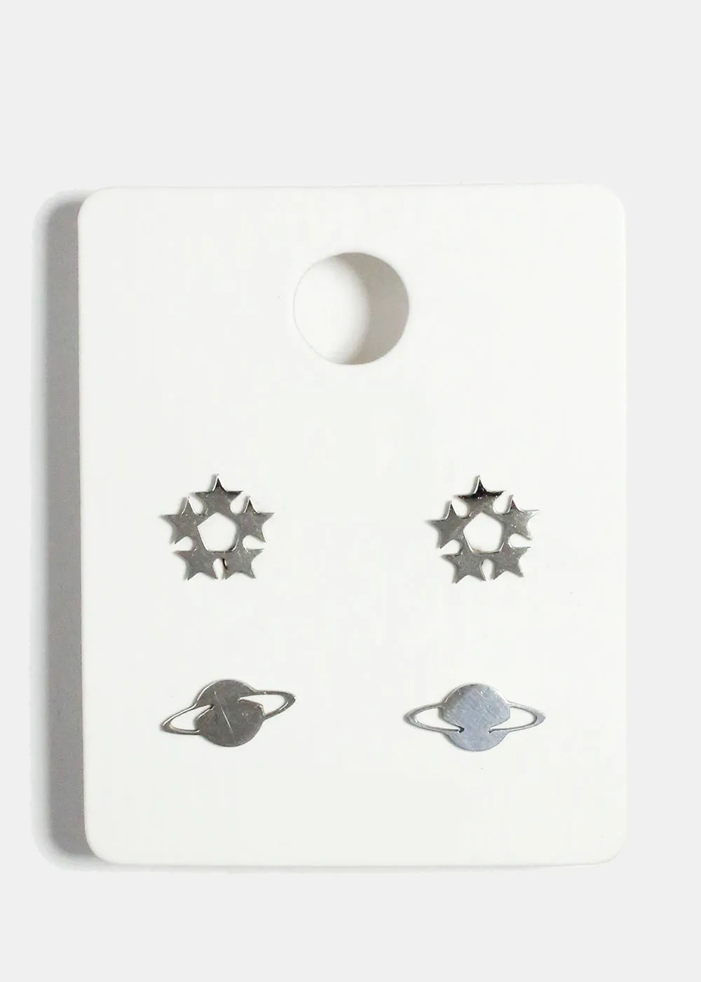 2-Pair Star & Planet Stud Earrings