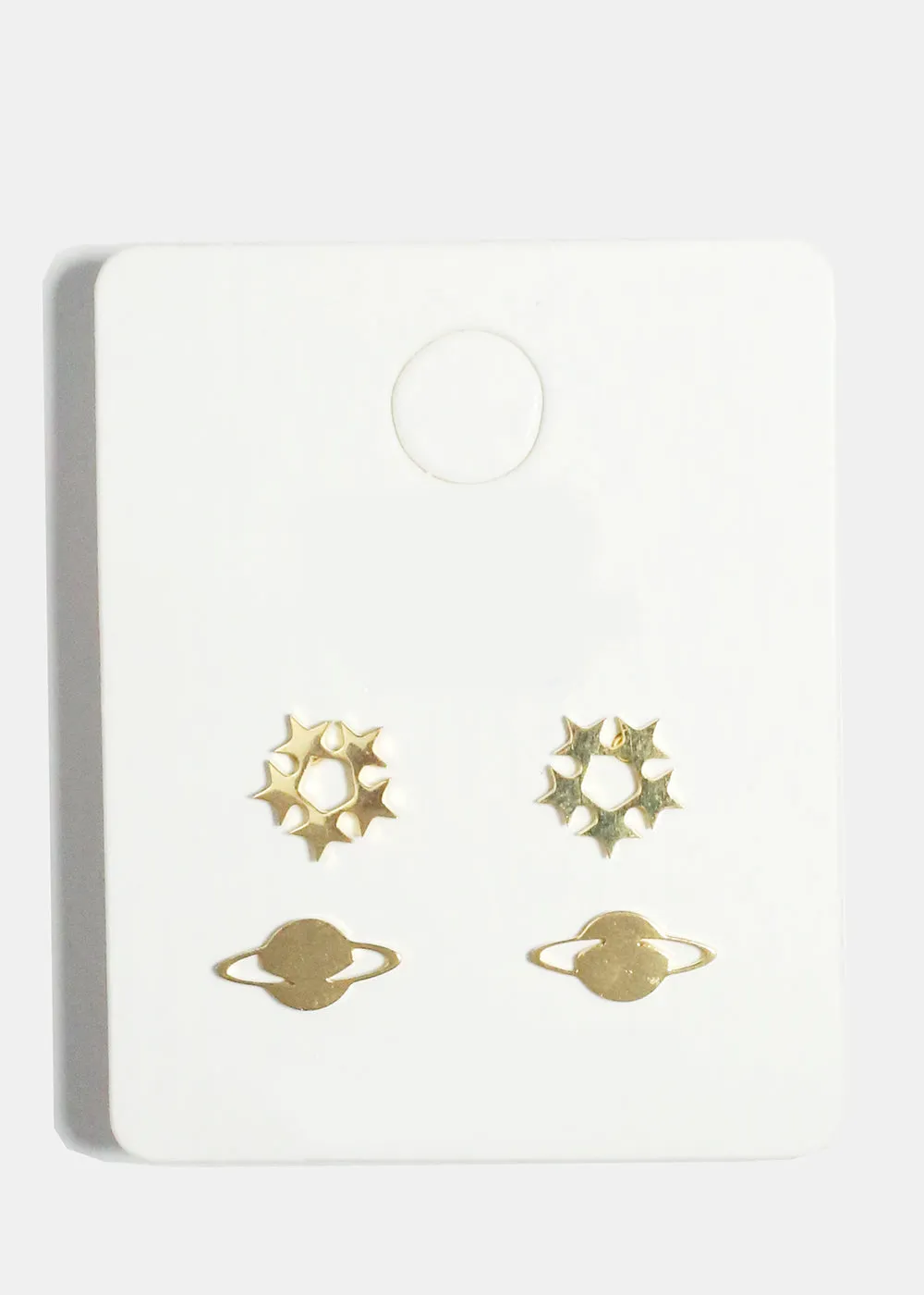 2-Pair Star & Planet Stud Earrings