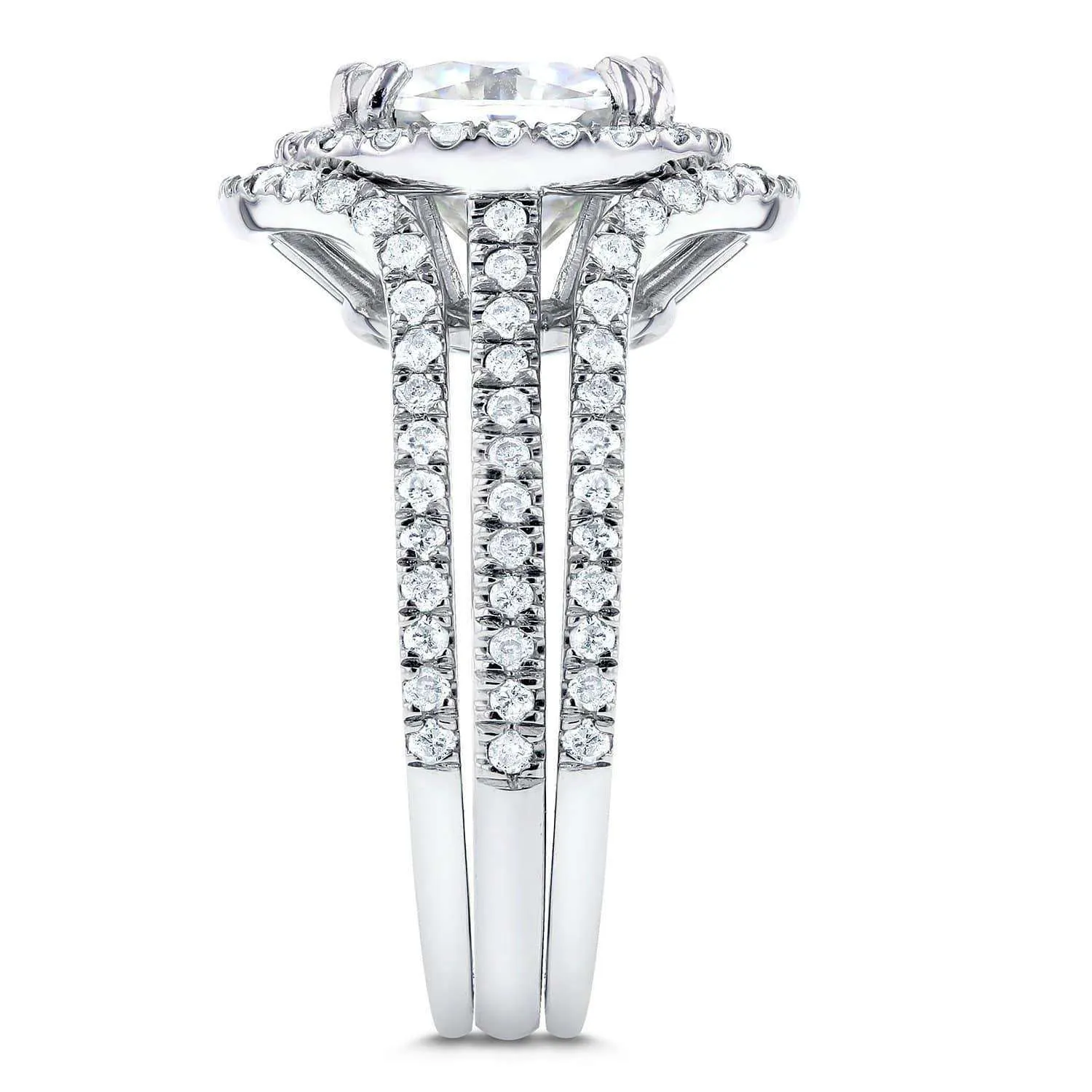 3-1/2ct.tw Original Cushion 8.5 Halo Bridal Stack - Enhancer Bands