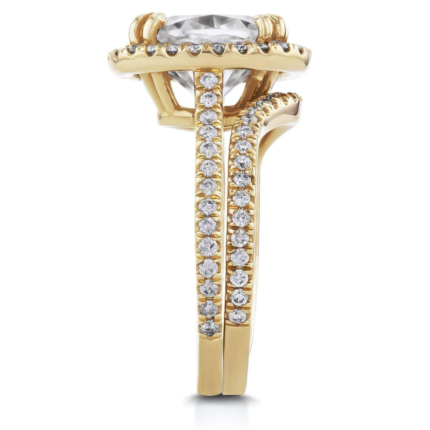 3-3/5ct.tw Oval Halo Basket Cathedral Bridal Set