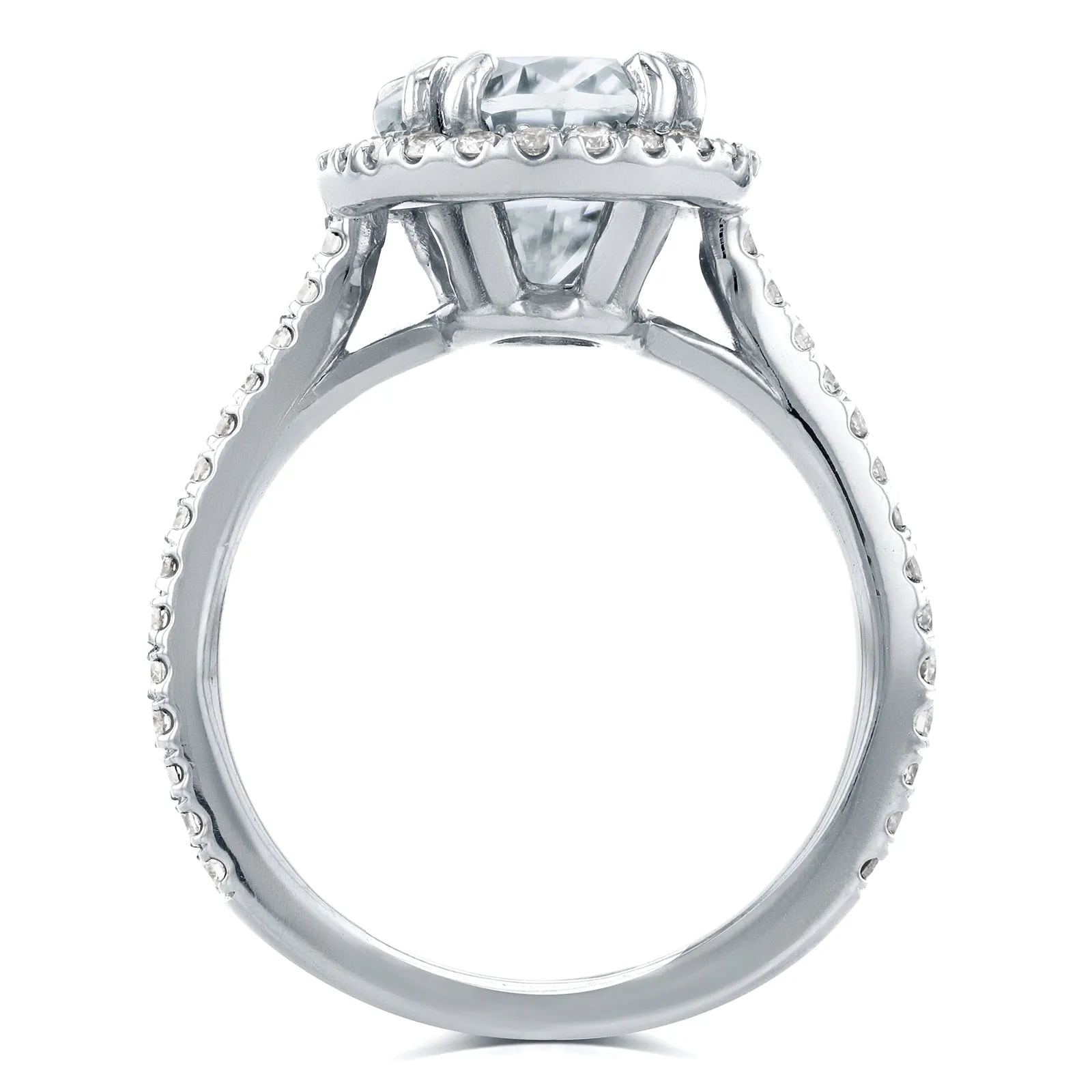 3-3/5ct.tw Oval Halo Basket Cathedral Bridal Set