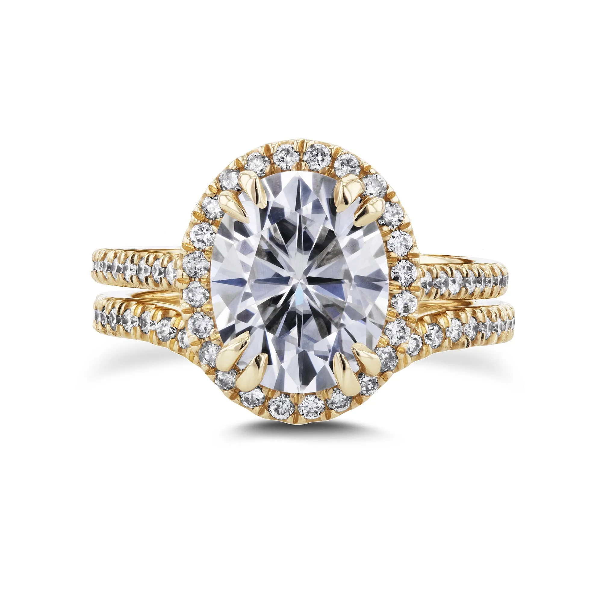 3-3/5ct.tw Oval Halo Basket Cathedral Bridal Set