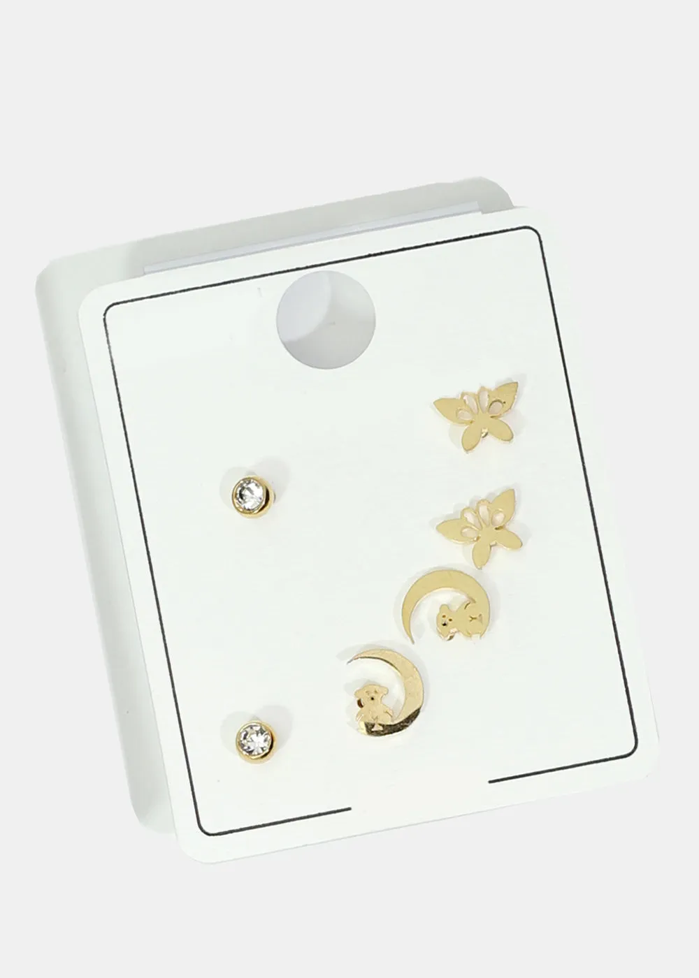 3-Pair Stud Earring Set