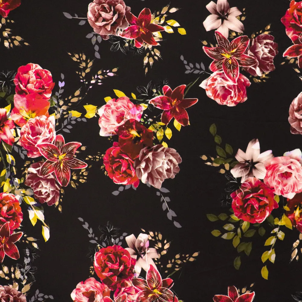 (39C) Black Floral Fabric