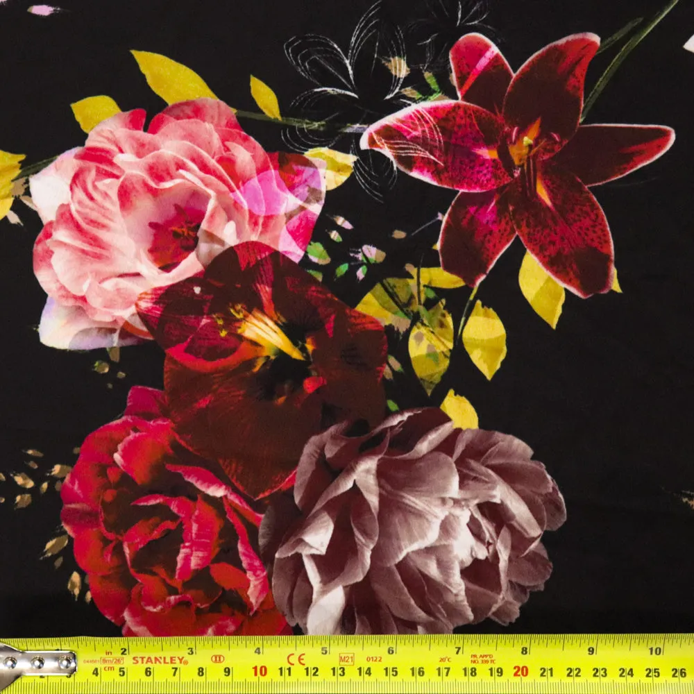 (39C) Black Floral Fabric