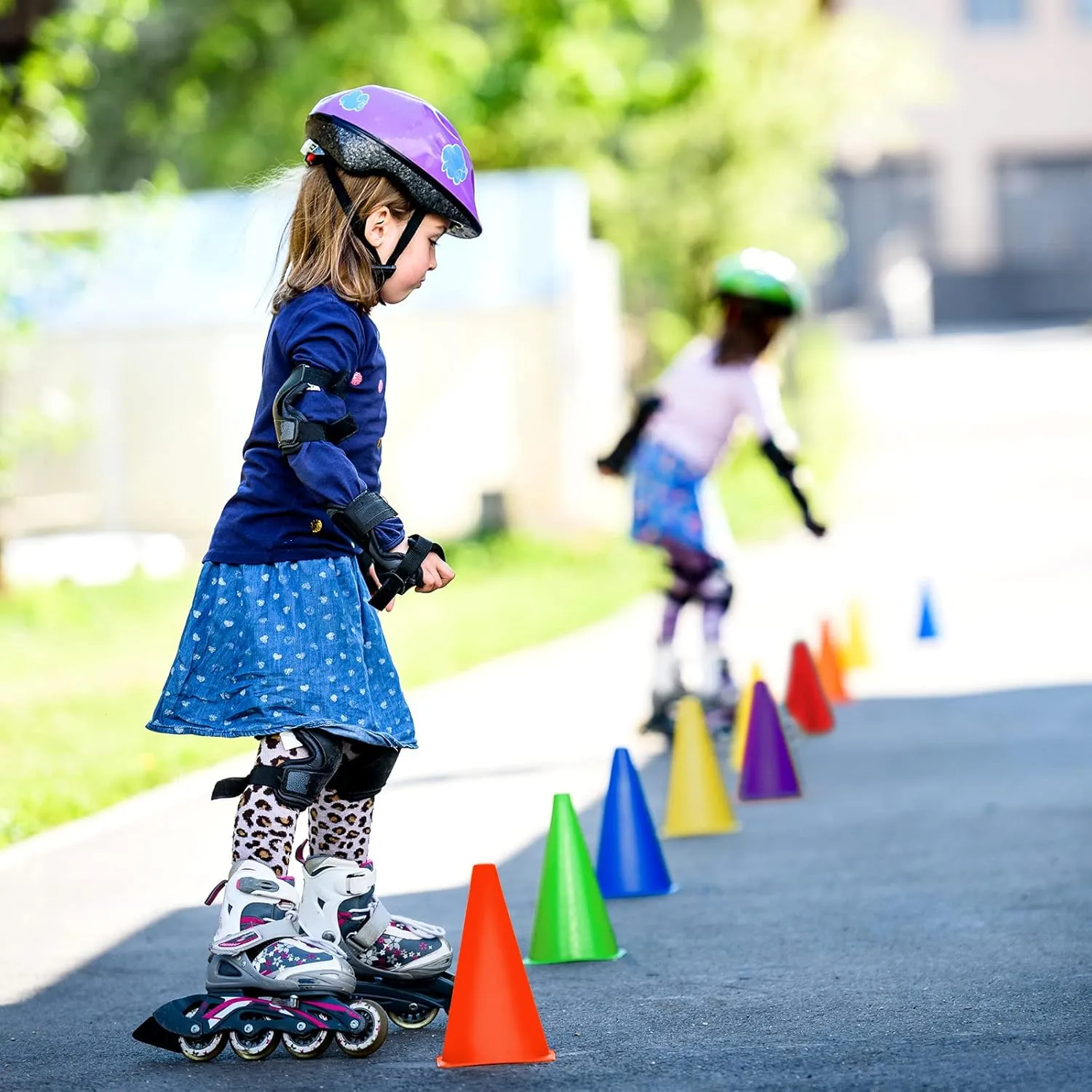 48 Pack 7 Inch Plastic Traffic Cones Agility Field Marker Soccer/Safety/Sports/Training Cones for Skating Basketball Football Practice Drills Themed Party Decorations