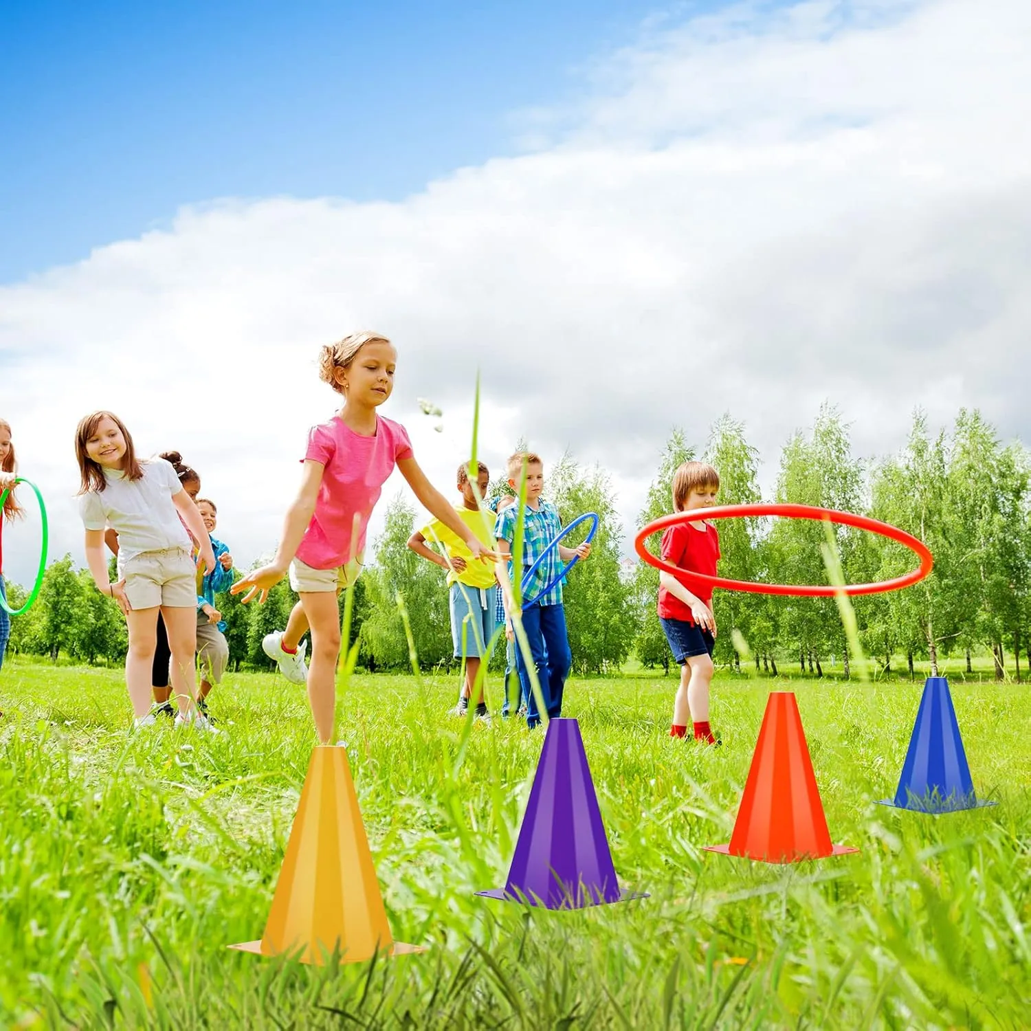48 Pack 7 Inch Plastic Traffic Cones Agility Field Marker Soccer/Safety/Sports/Training Cones for Skating Basketball Football Practice Drills Themed Party Decorations
