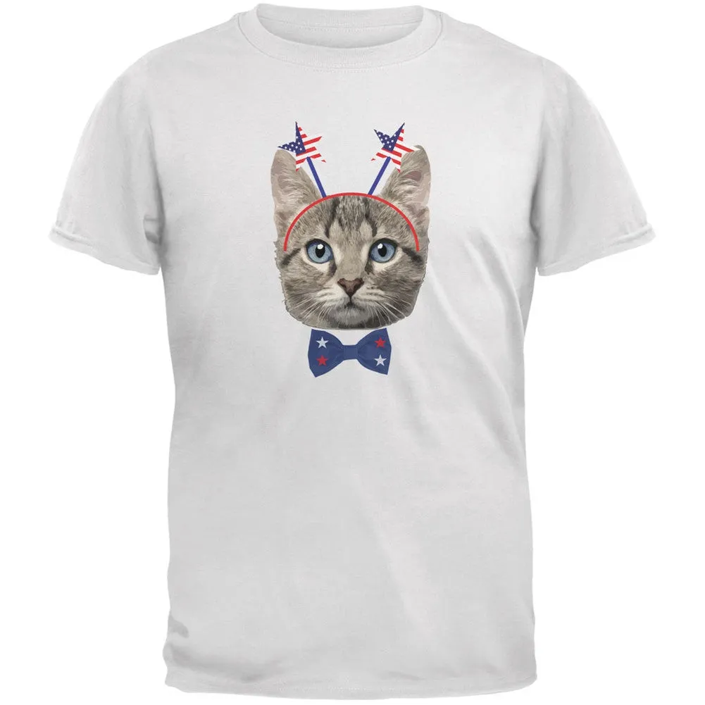 4th of July Funny Cat Navy Adult T-Shirt