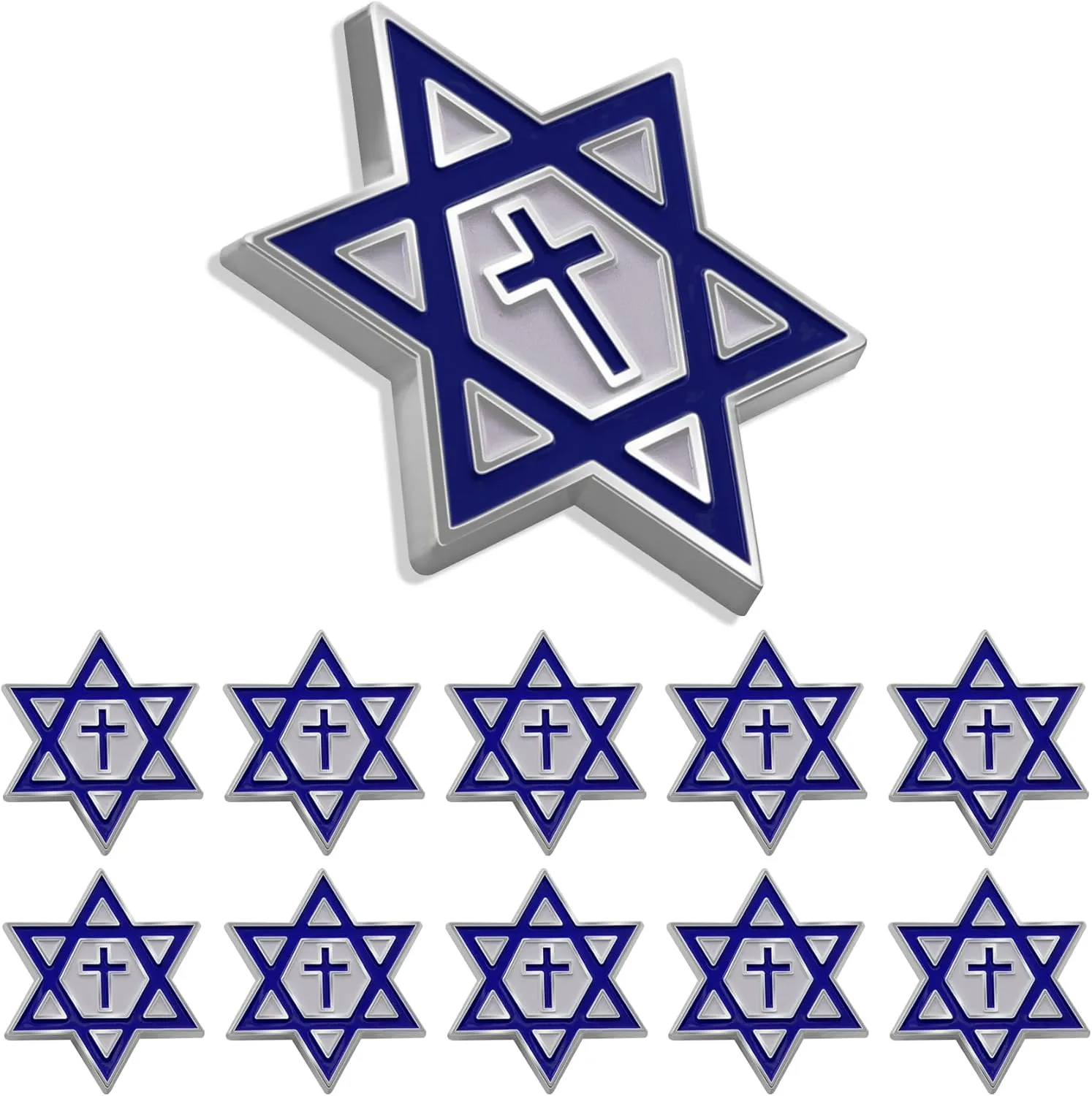 6/12/50/100Pack Israel Israeli Star of David Enamel Lapel Pin Silver Metal Blue and White Jewish Lapel Pin