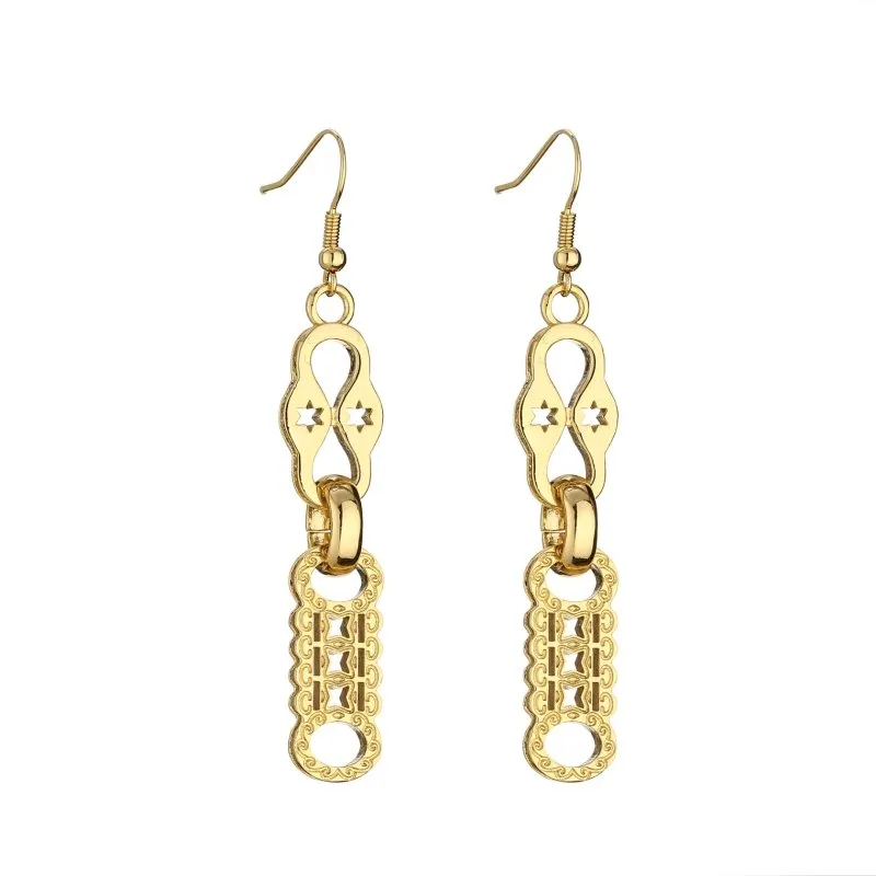 70mm Gold Filled Bonded Stars and Bars Dangle Drop Earrings