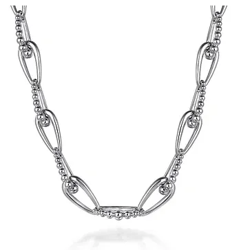 925 Sterling Silver Oval Link Chain Necklace with Bujukan Connectors