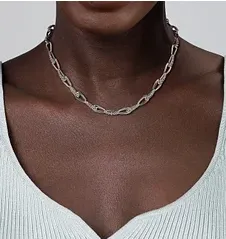 925 Sterling Silver Oval Link Chain Necklace with Bujukan Connectors