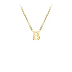 9K Yellow Gold 'B' Initial Adjustable Letter Necklace 38/43cm