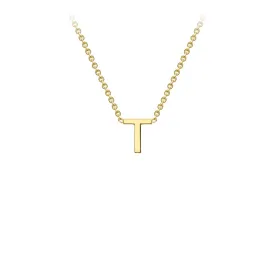 9K Yellow Gold 'T' Initial Adjustable Letter Necklace 38/43cm