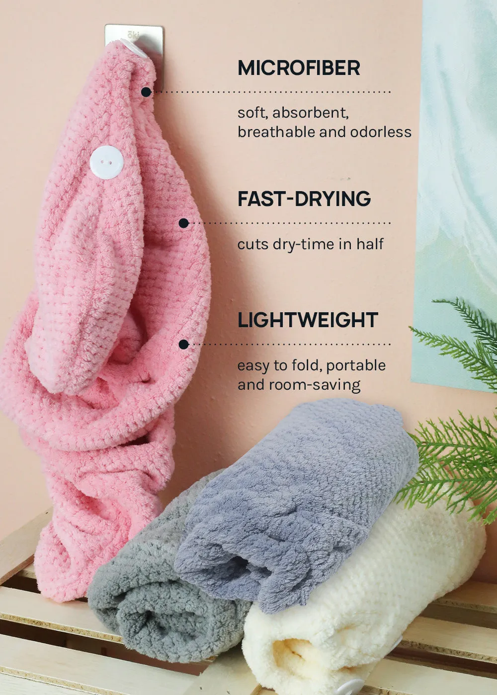 A  Microfiber Hair Turban Towel