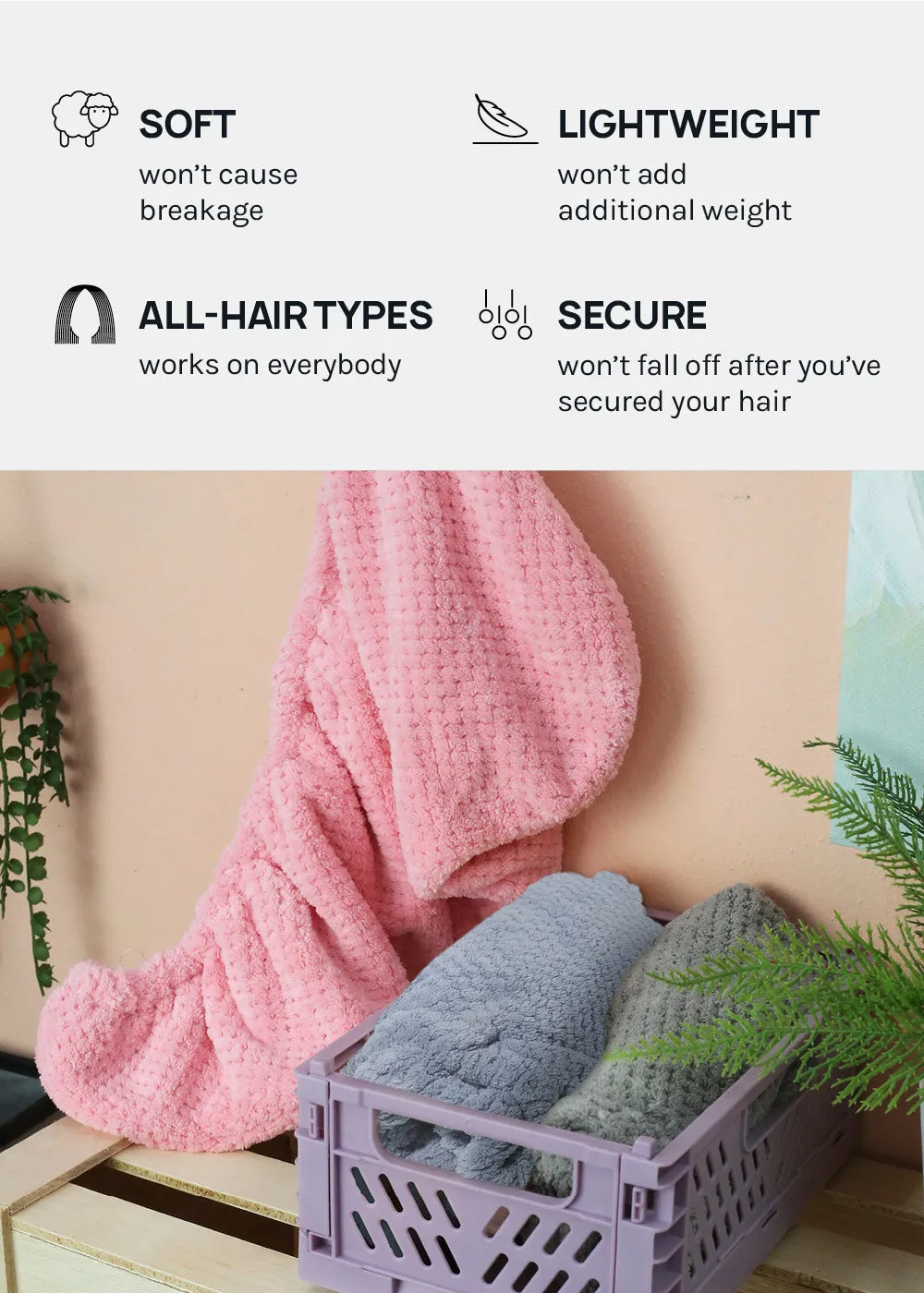 A  Microfiber Hair Turban Towel